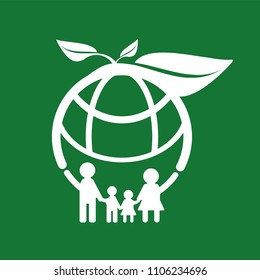 family ecology concept.Green cities help the world with eco-friendly.vector illustration