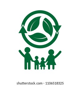 family ecology concept.Green cities help the world with eco-friendly.vector illustration