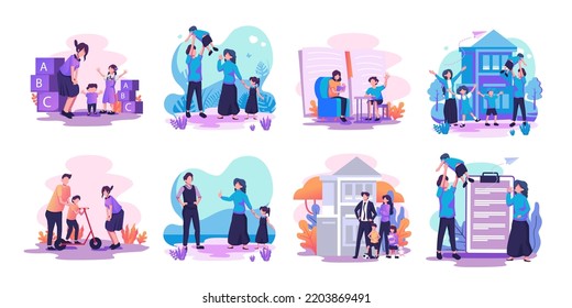 family education flat style illustration pack