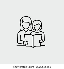 Family Education Teaching Learning Children Vector Line Icon