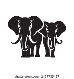 Family of Elephant Silhouettes - Wildlife Conservation Icon