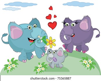 Family of elephants,vector