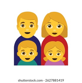 Family emoji with boy and girl vector illustration isolated.