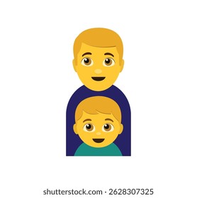 Family emoji single father with boy vector illustration isolated.