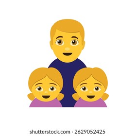 Family emoji single father with two girls vector illustration isolated.