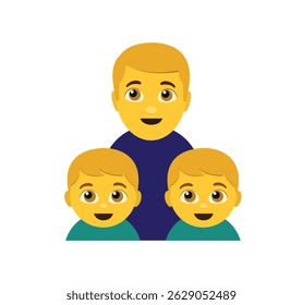 Family emoji single father with two boys vector illustration isolated.