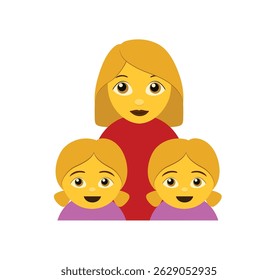 Family emoji single mother with two girls vector illustration isolated.