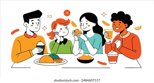 A Family enjoy  food together