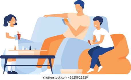 Family enjoying quality time playing games together in their living room