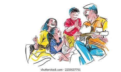 family enjoying quality time.vector illustration