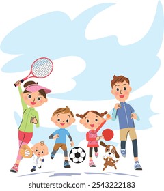 A family enjoying sports under the open sky
