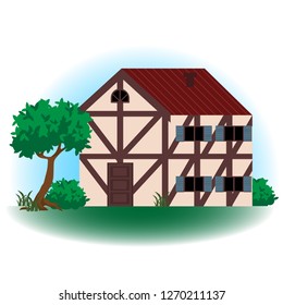 Family european house flat  vector illustration