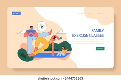 Family Exercise Classes concept. A fun workout session for the whole family, promoting health and togetherness. Active lifestyle for all ages.