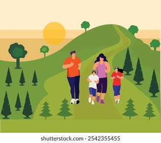Familienübung, Vektorgrafik .Flache Illustration