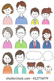 family face icon set