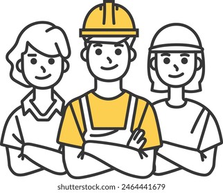 Family face icon wearing a helmet, safety, protection, headgear, security, precaution, line art vector illustration, modern line art minimal color