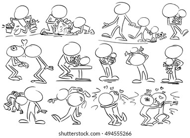 Family of faceless characters 