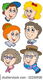 Family faces collection - vector illustration.