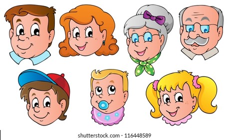 Family faces theme image 1 - vector illustration.