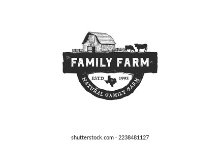 family farm logo design. Beef Label Emblem Logo Design. vector illustration