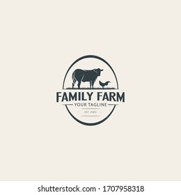 Diseño de logotipo de granja familiar Vector Premium