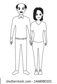Family father with adult daughter smiling cartoon vector illustration graphic design