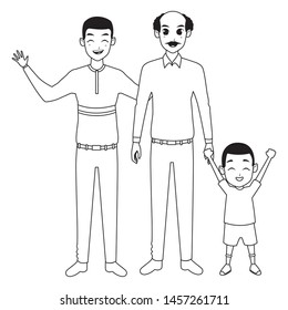 Family father and grandfather hand of with afro boy vector illustration graphic design
