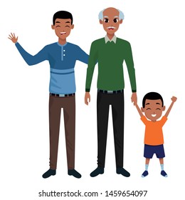 Family father and grandfather hand of with afro boy vector illustration graphic design