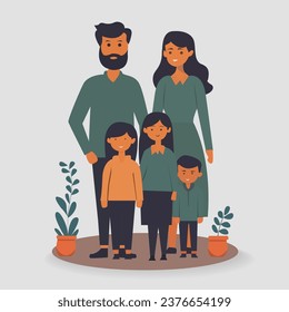 Family father, mom and son flat illustration