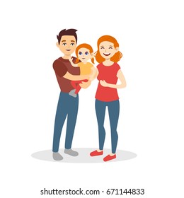 Family, father, mother and daughter flat drawing, eps 8, no transparencies