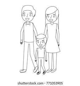 family father mother and son together standing