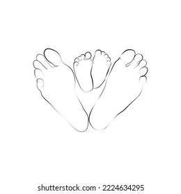 Family Feet Printable, Parent And Baby One Line Drawing Print, Black White Baby Artwork, Foot Poster, Original Minimalist Couple Art, Minimal Nursery Decor, Bedroom Wall Decor