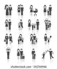 Family figures icons set of parents children couple isolated vector illustration