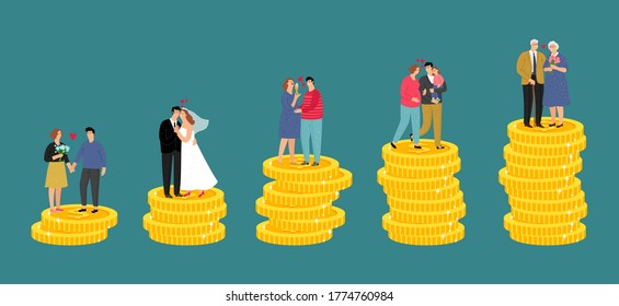 Family financial growth. Retirement savings, money fund. Successful invectments vector illustration