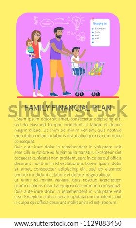 family financial plan shopping list things stock vector royalty