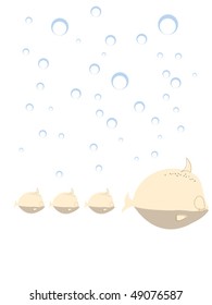 Family of fish, ideal design concept for print, isolated objects over white background