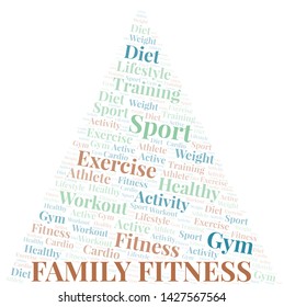 Family Fitness word cloud. Wordcloud made with text only.