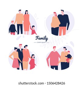 Family - flat design style vector characters set