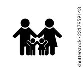 Family Flat Icon Black and White Vector Graphic