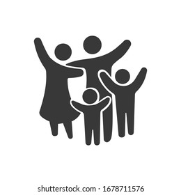Family Flat Icon Black and White Vector Graphic - Shutterstock ID 1678711576