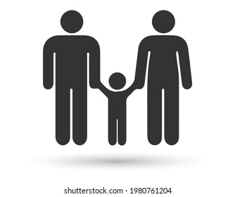 Family Flat Icon Black and White Vector Graphic