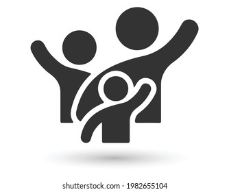 Family Flat Icon Black and White Vector Graphic