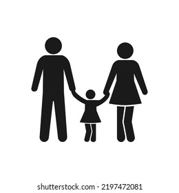 Family Flat Icon Black and White Vector Graphic