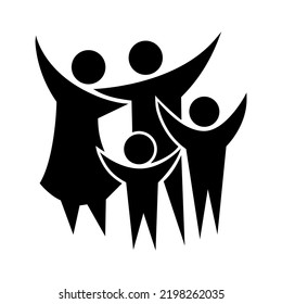 Family Flat Icon Black and White Vector Graphic