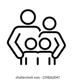 Family Flat Icon Black and White Vector Graphic