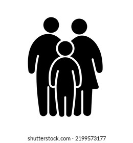 Family Flat Icon Black and White Vector Graphic