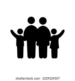 Family Flat Icon Black and White Vector Graphic