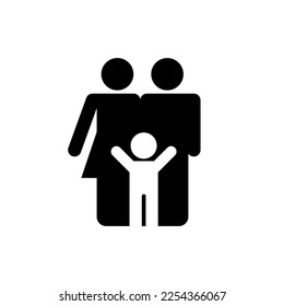Family Flat Icon Black and White Vector Graphic
