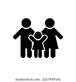 Family Flat Icon Black and White Vector Graphic