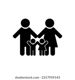 Family Flat Icon Black and White Vector Graphic